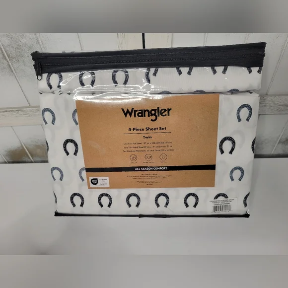 NWT Wrangler Twin Sheet Set Horseshoe Patterned